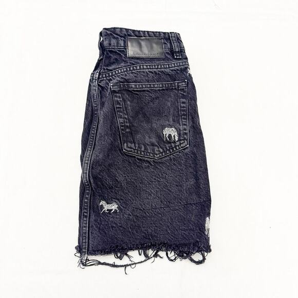 Desigual Pakaian Jadi Wanita Rok Charcoal Zebra Black Jean Denim Skirt Size S - Picture 6 of 6